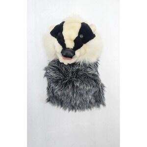 Folkmanis Little Badger Hand Puppet Realistic Plush Grey Black White Rare HTF